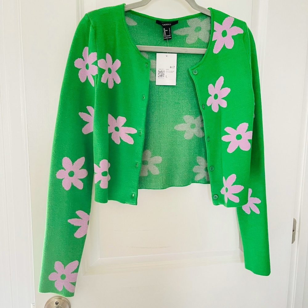 NEW Daisy Floral Cardigan Sweater L